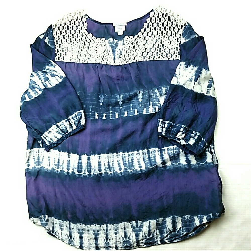 Calypso St. Barth Purple Tie Dye 100% Silk Top